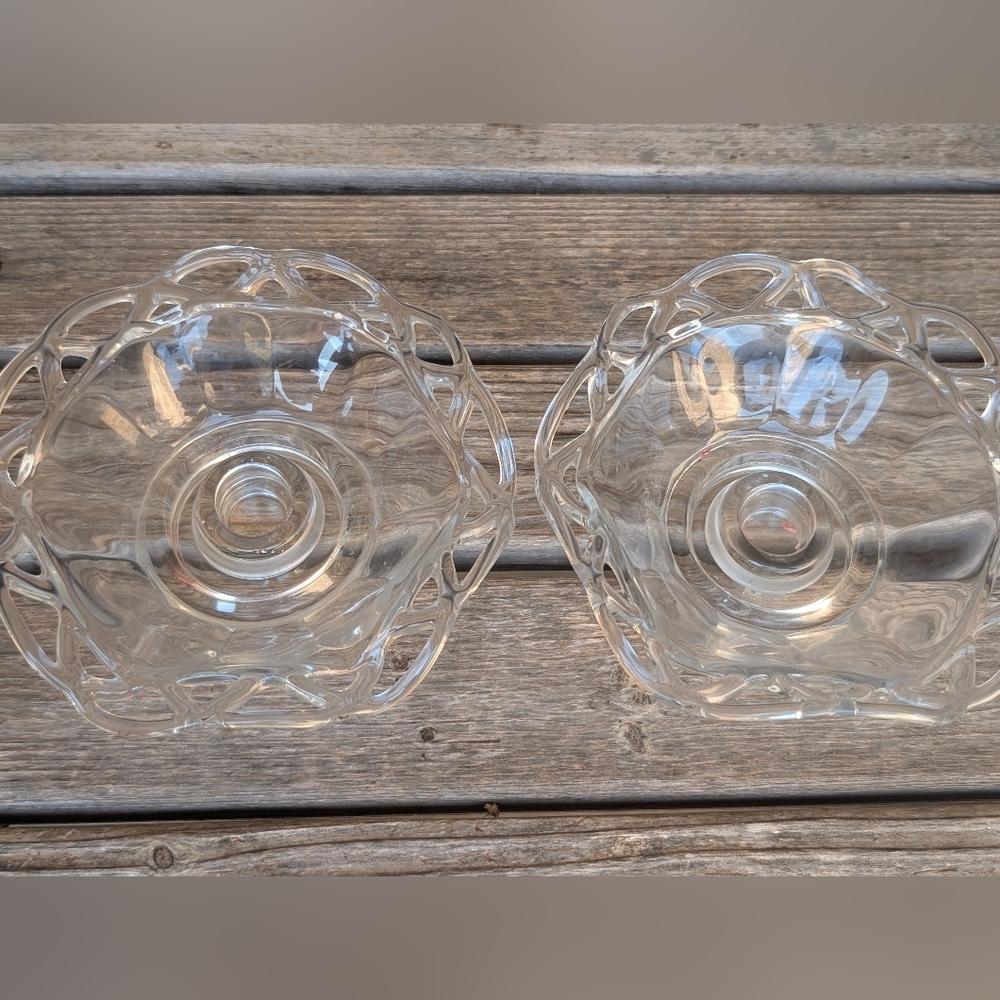 Imperial Glass Crystal Crocheted Candle Holders (2)